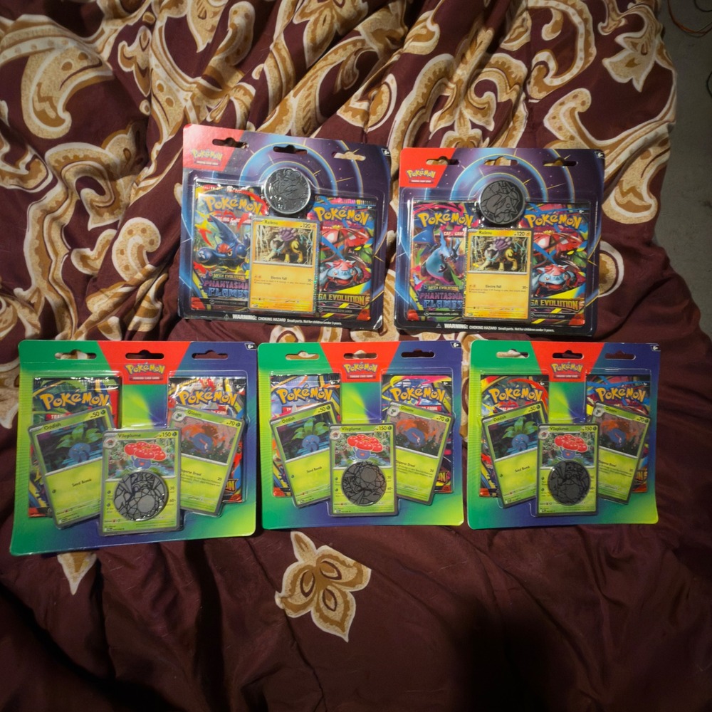Pokemon TCG Blister Pack Bundle Kids OS Multi NEW Raikou Vileplume 5-Pack Lot